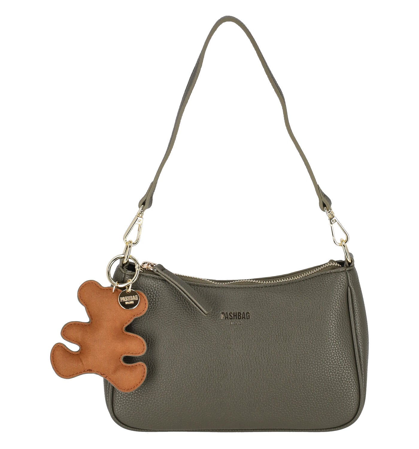 Borsa sottospalla piccola con ciondolo orso e tracolla regolabile