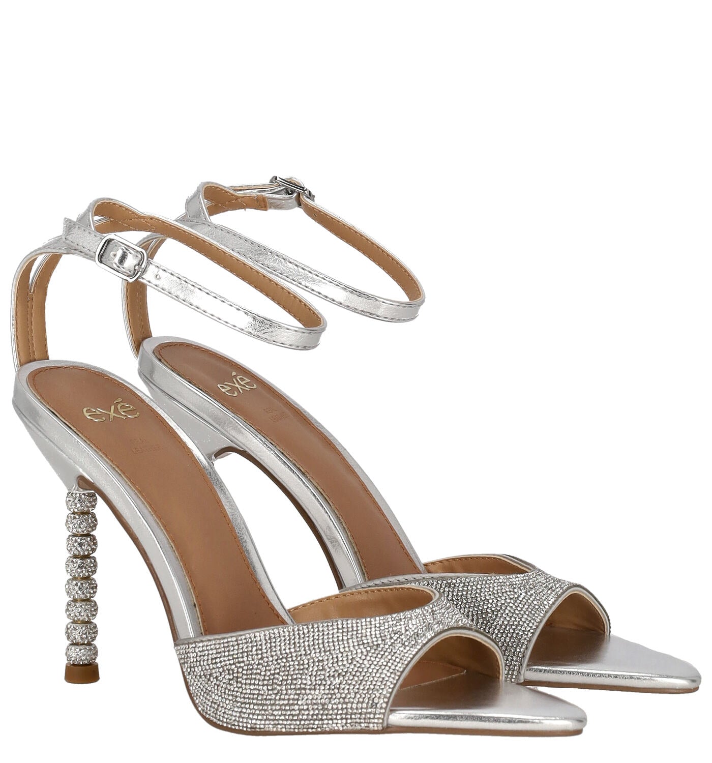 Sandalo forma a punta con tacco e fascia strass, tacco alto 10 cm JOY
