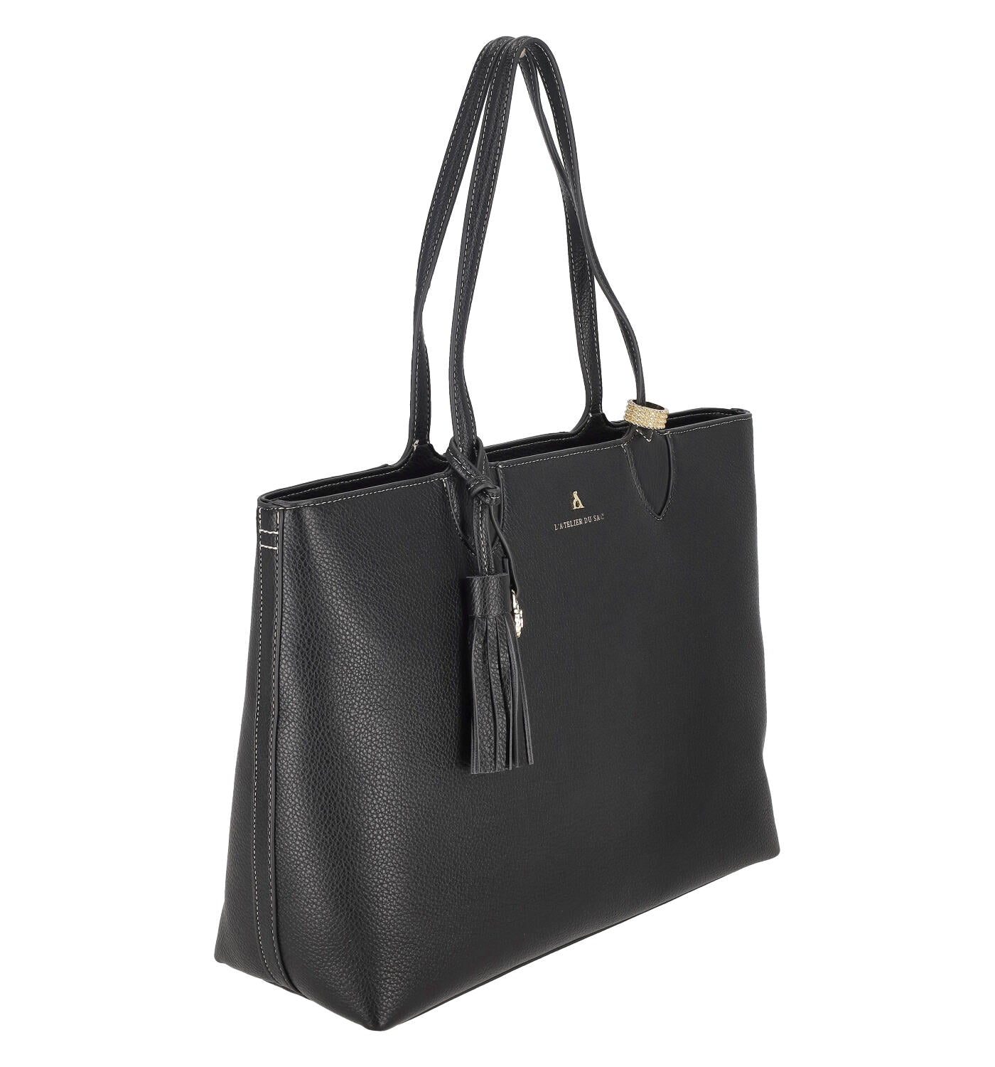 Borsa shopping con manici e chiusura a zip