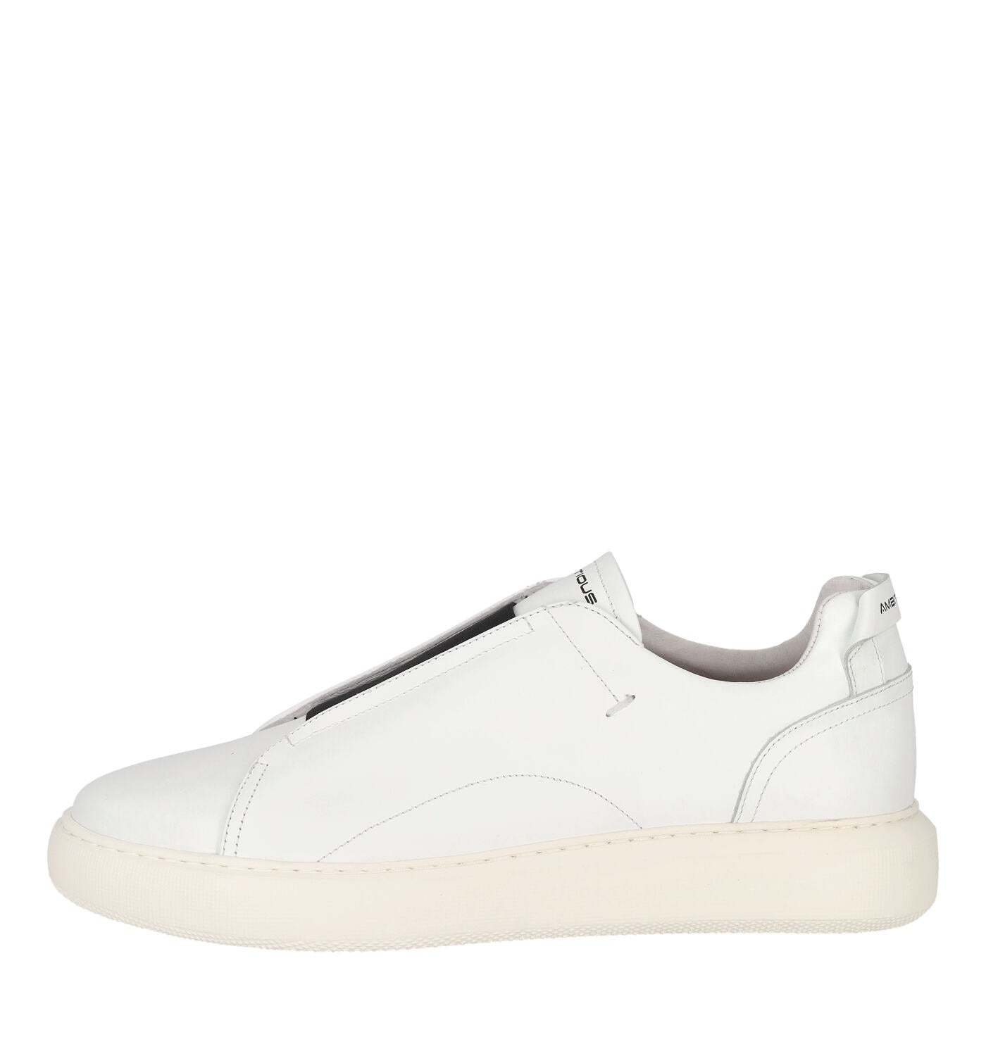 Sneakers slip on in pelle con elastico nero