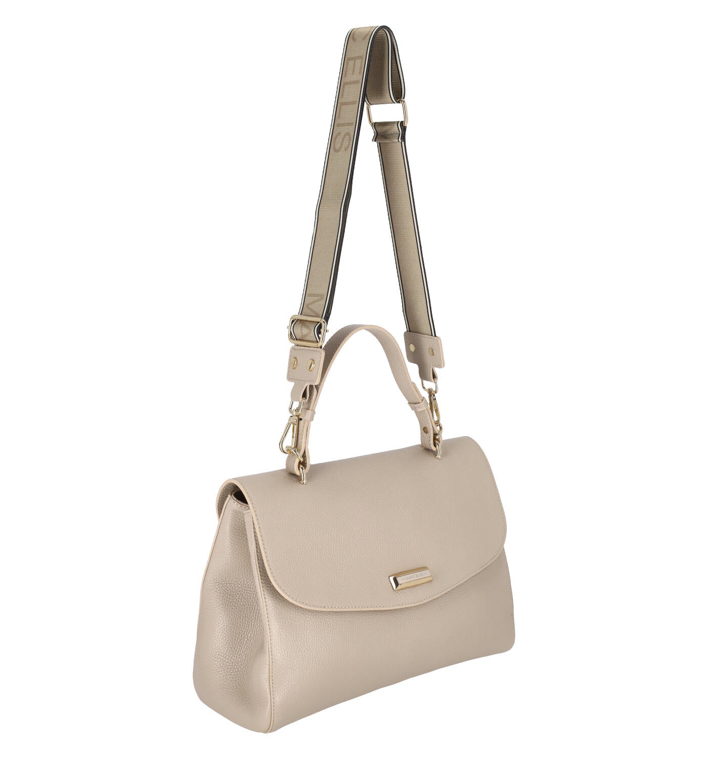 Borsa bauletto con chiusura a patta e tracolla regolabile
