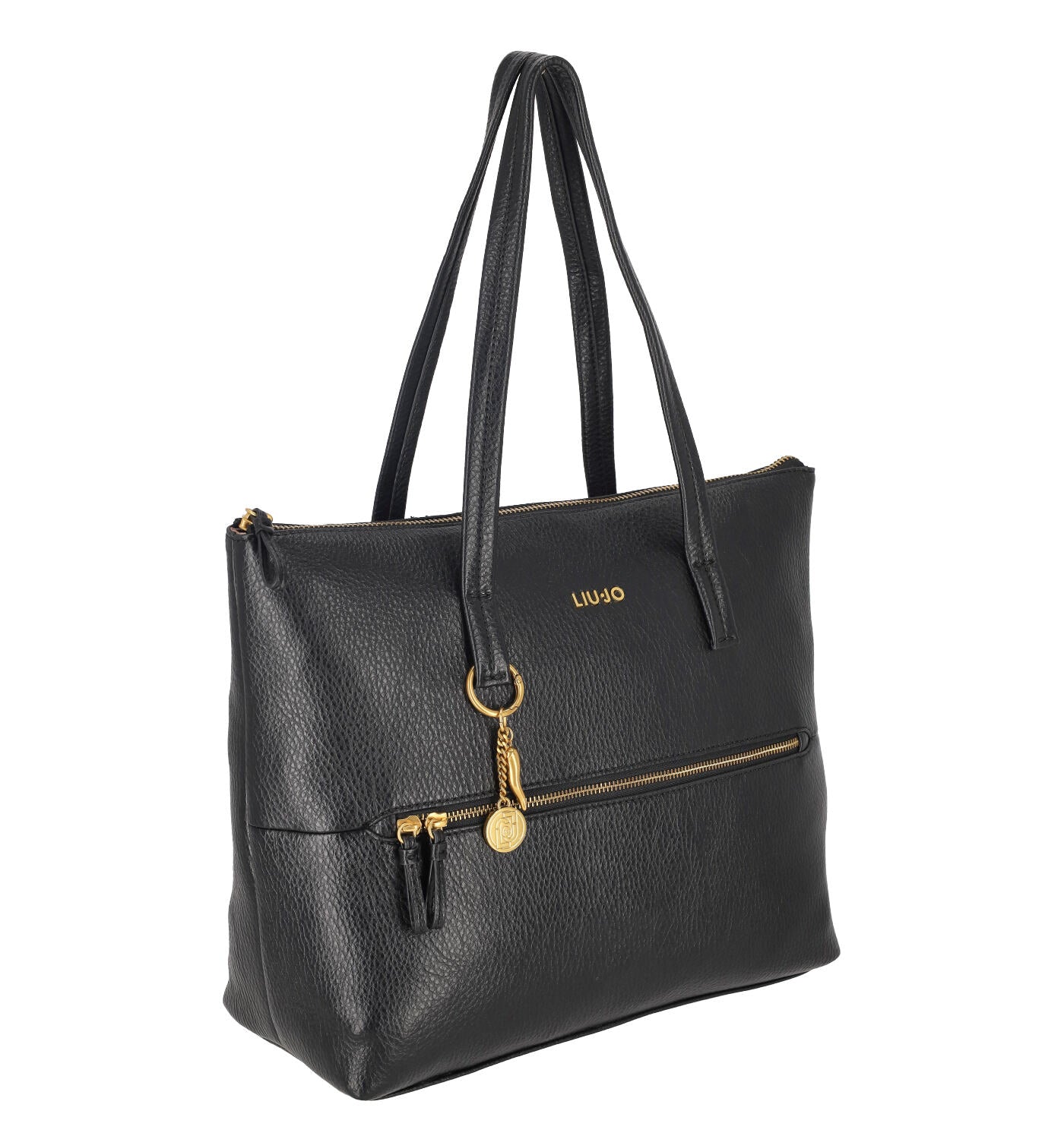 Borsa shopping con tasca frontale manici lunghi