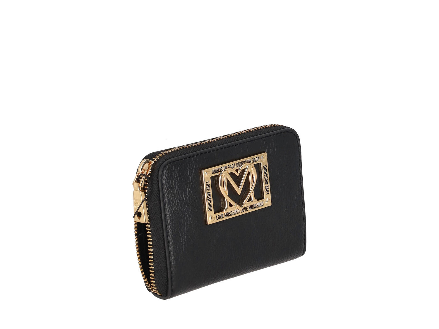 Portafoglio piccolo zip around con logo oro