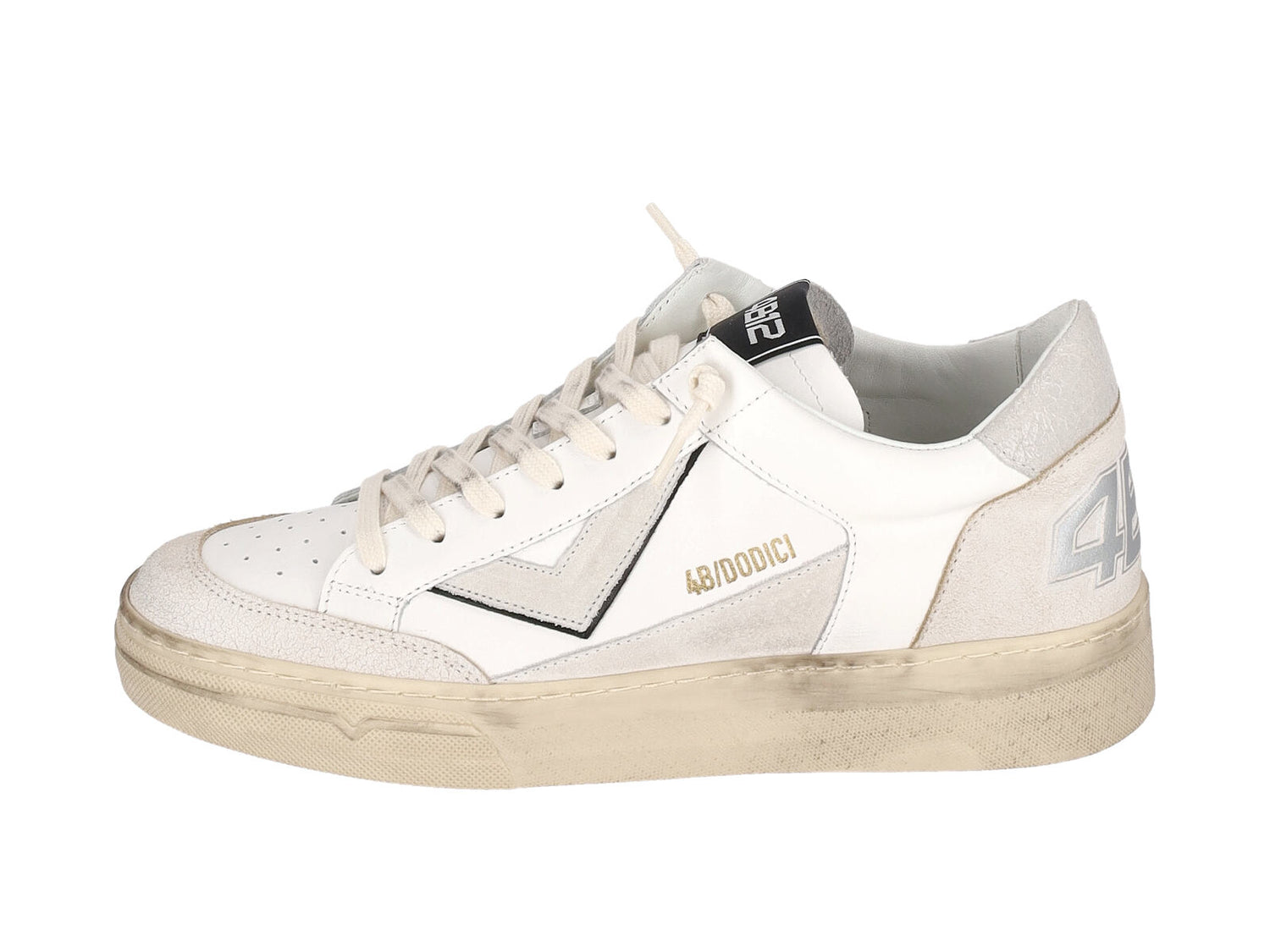 Sneakers in pelle e camoscio con suola in gomma