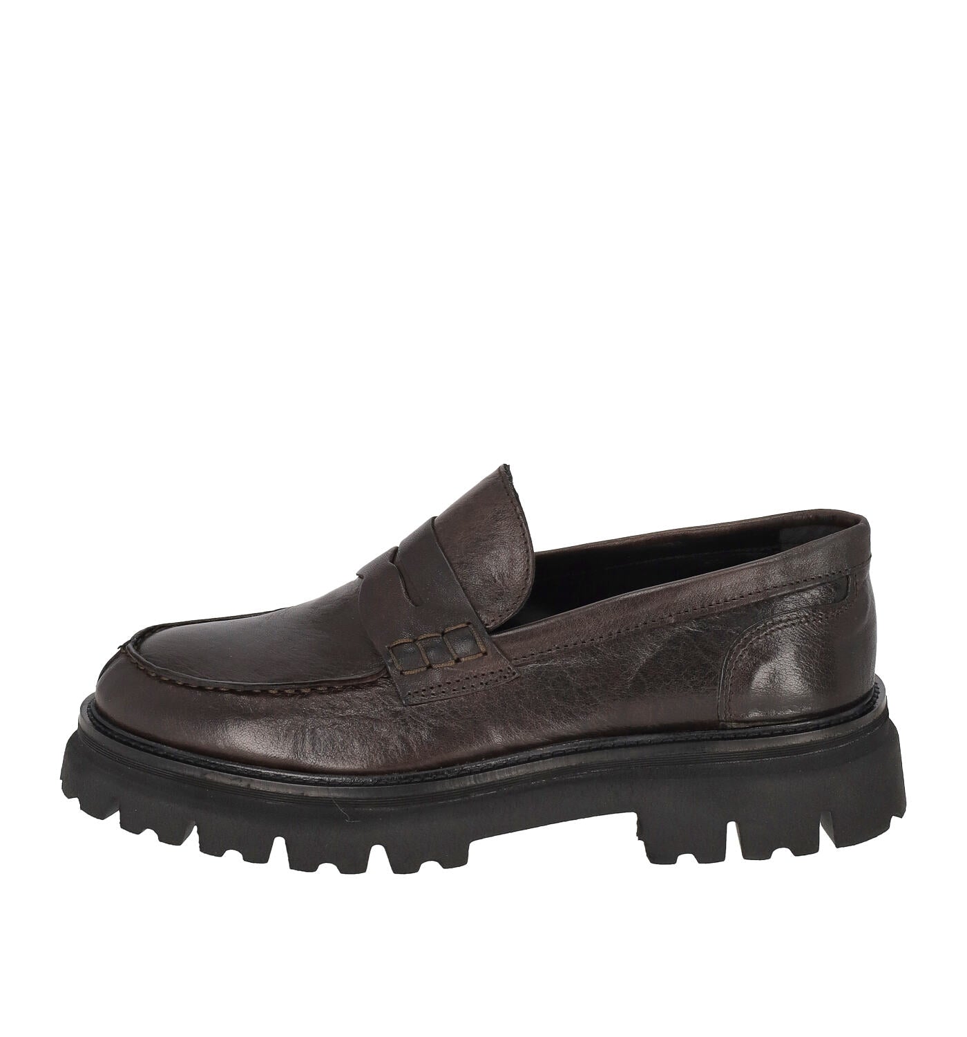 Mocassino in pelle vintage con bendina, fondo roccia