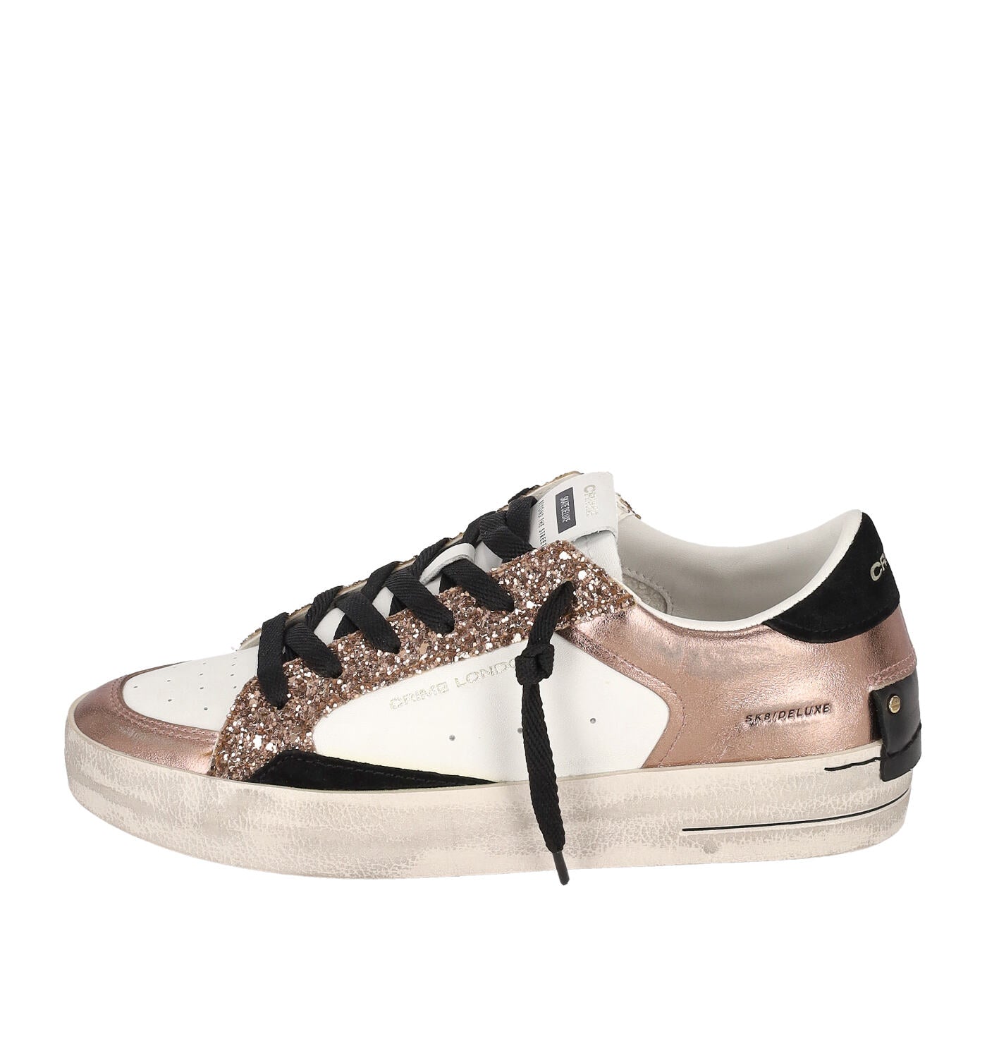 Sneakers con suola in gomma e riporti metallizzati rame