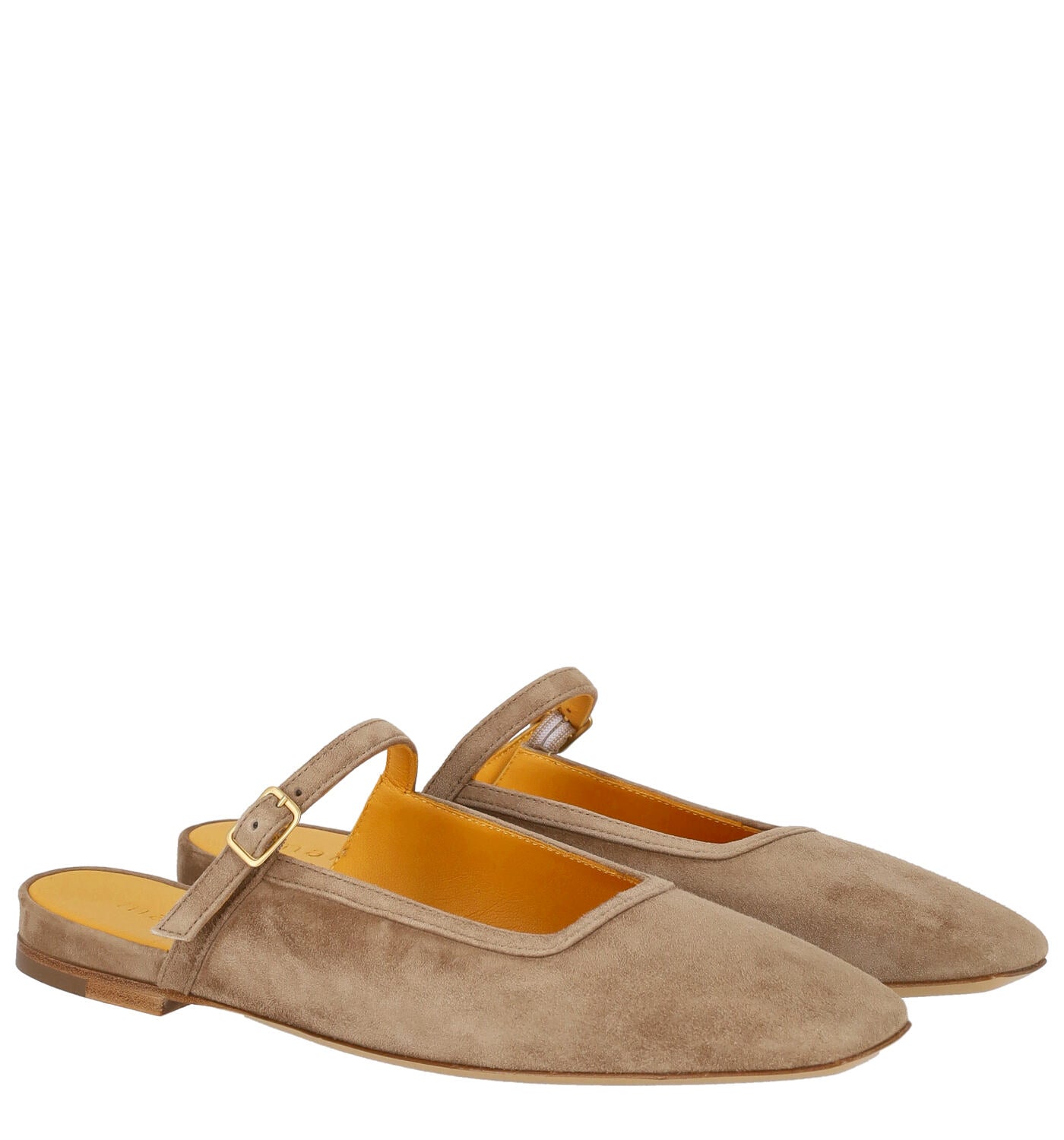 Sabot punta quadra in camoscio, tacco alto 1 cm
