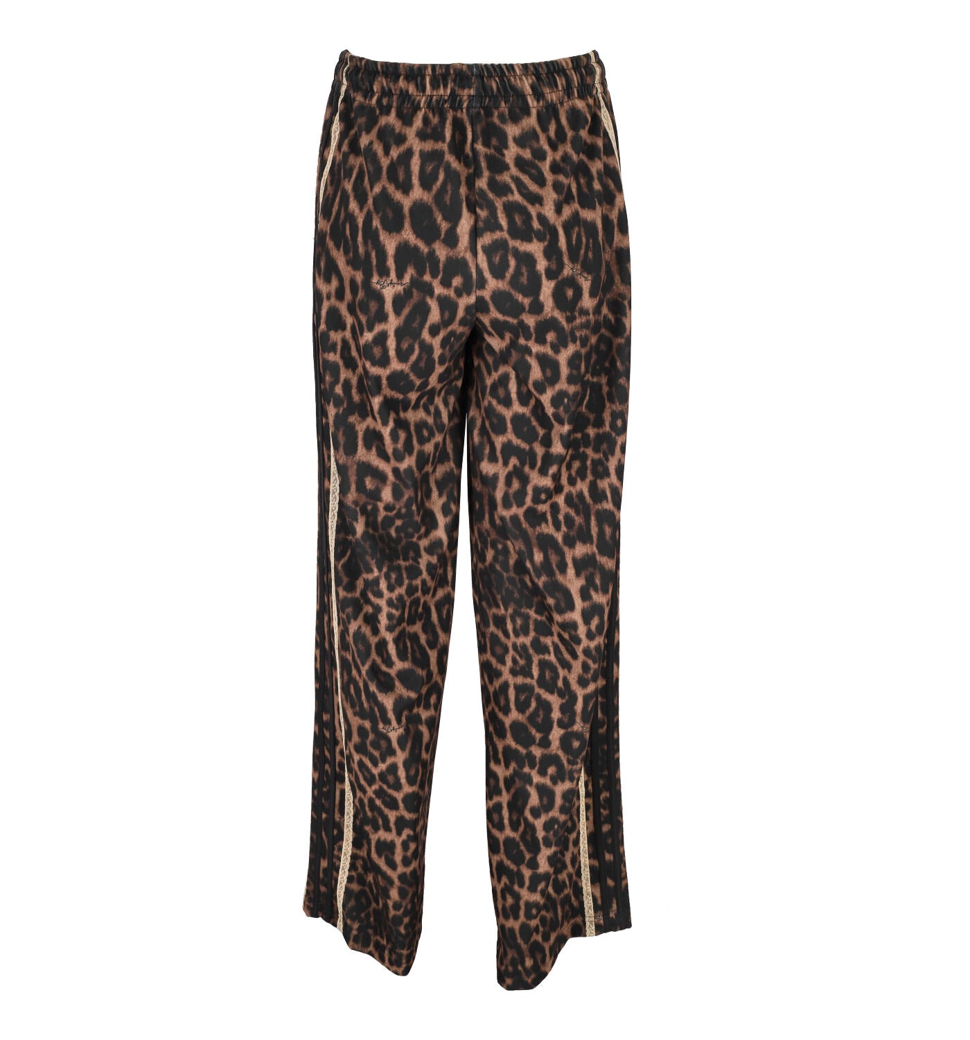 Pantalone jogger maculato con profilo in pizzo