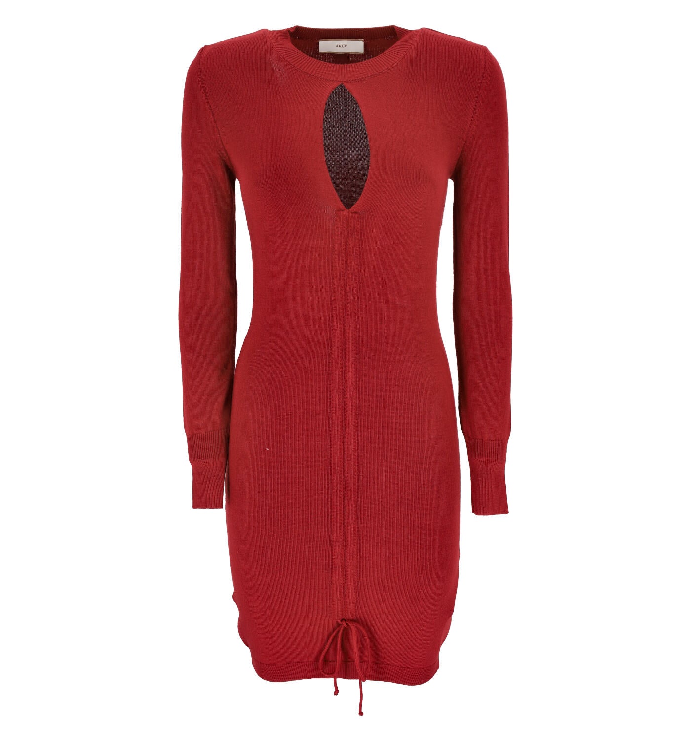 Abito in lana con coulisse e scollo tondo