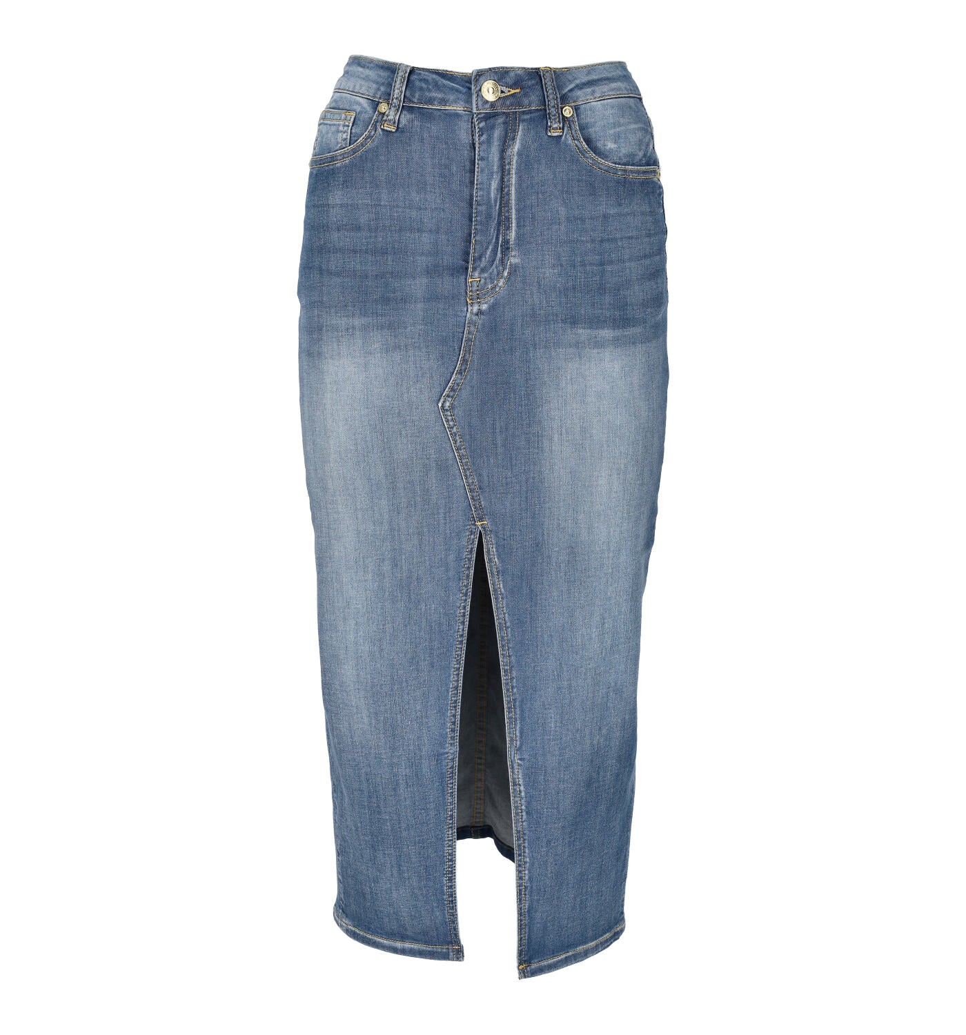 Gonna midi denim elasticizzato