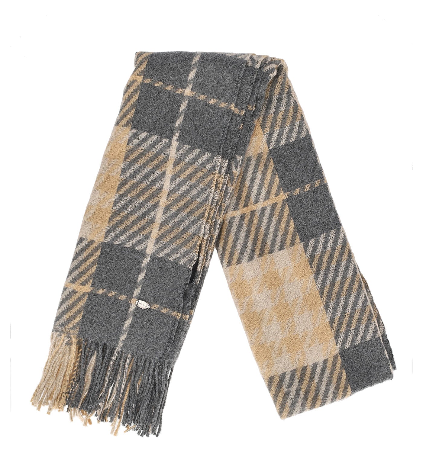 Sciarpa a fantasia quadri con frange