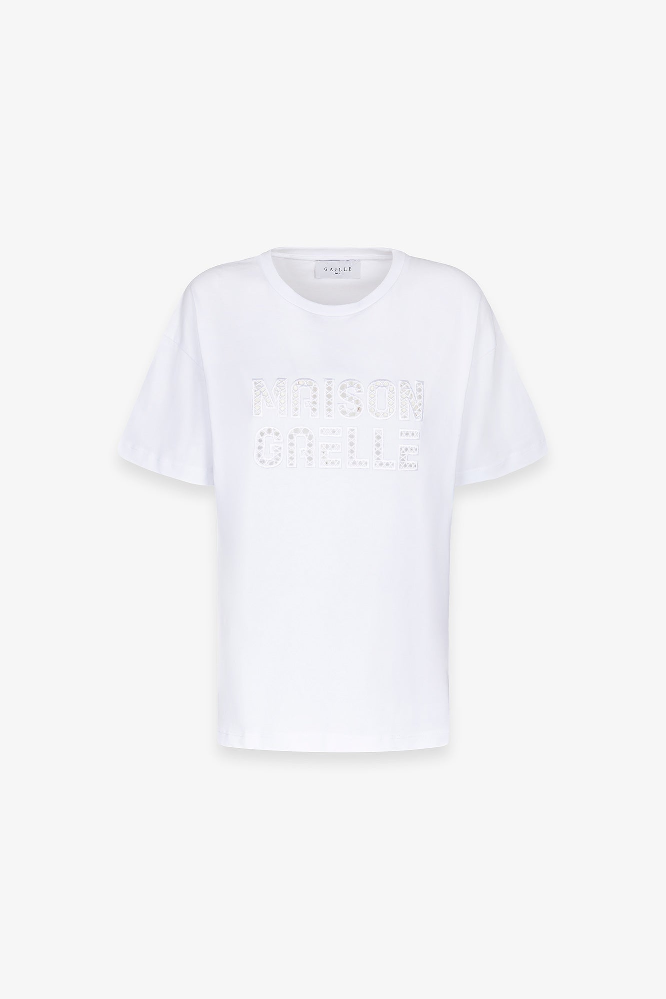 T-shirt mezza manica con logo traforato
