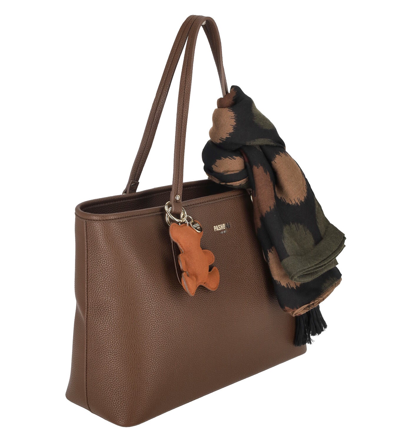 Borsa shopping con ciondolo orso