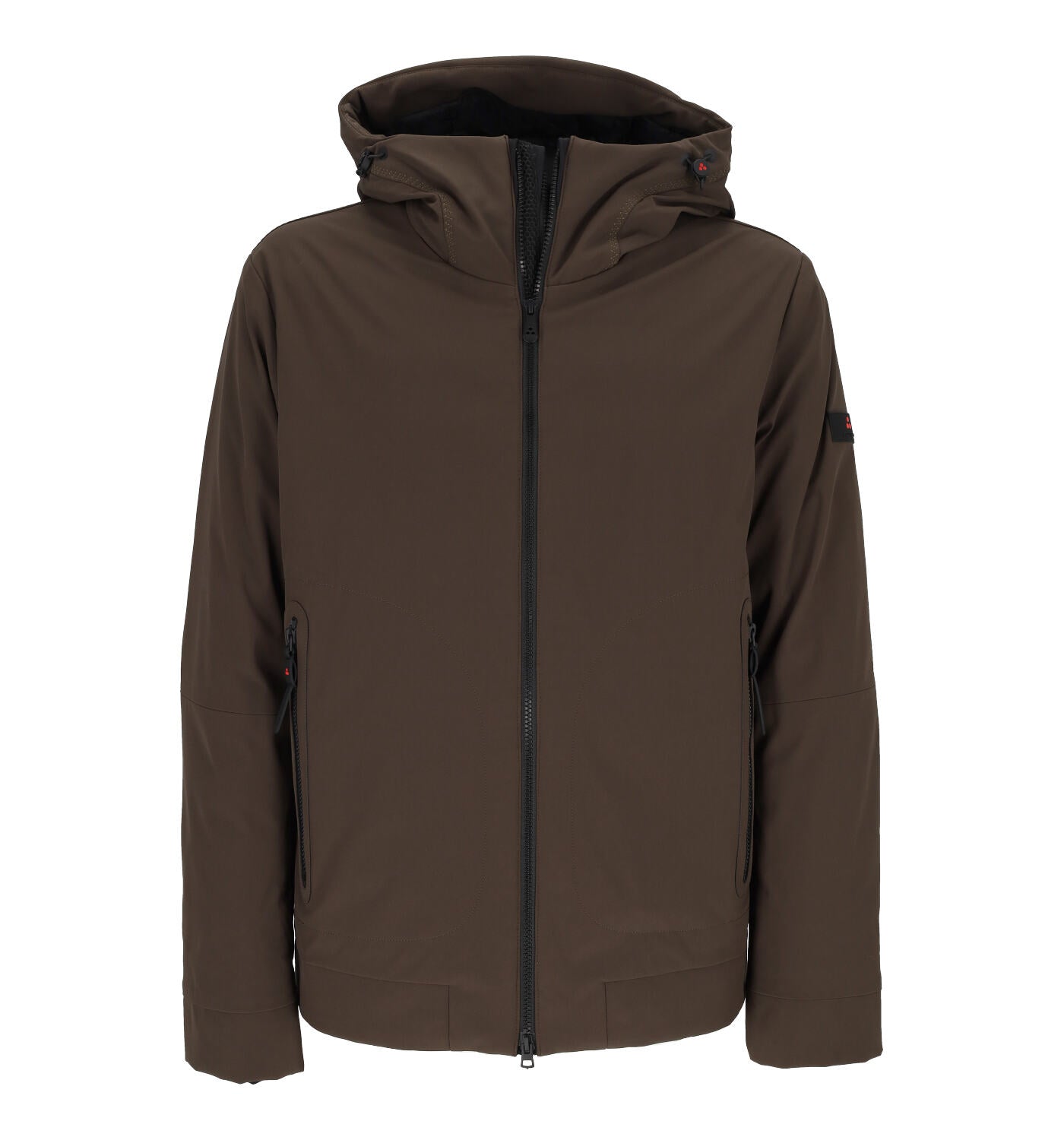 Giubbino corto spalmato con cappuccio