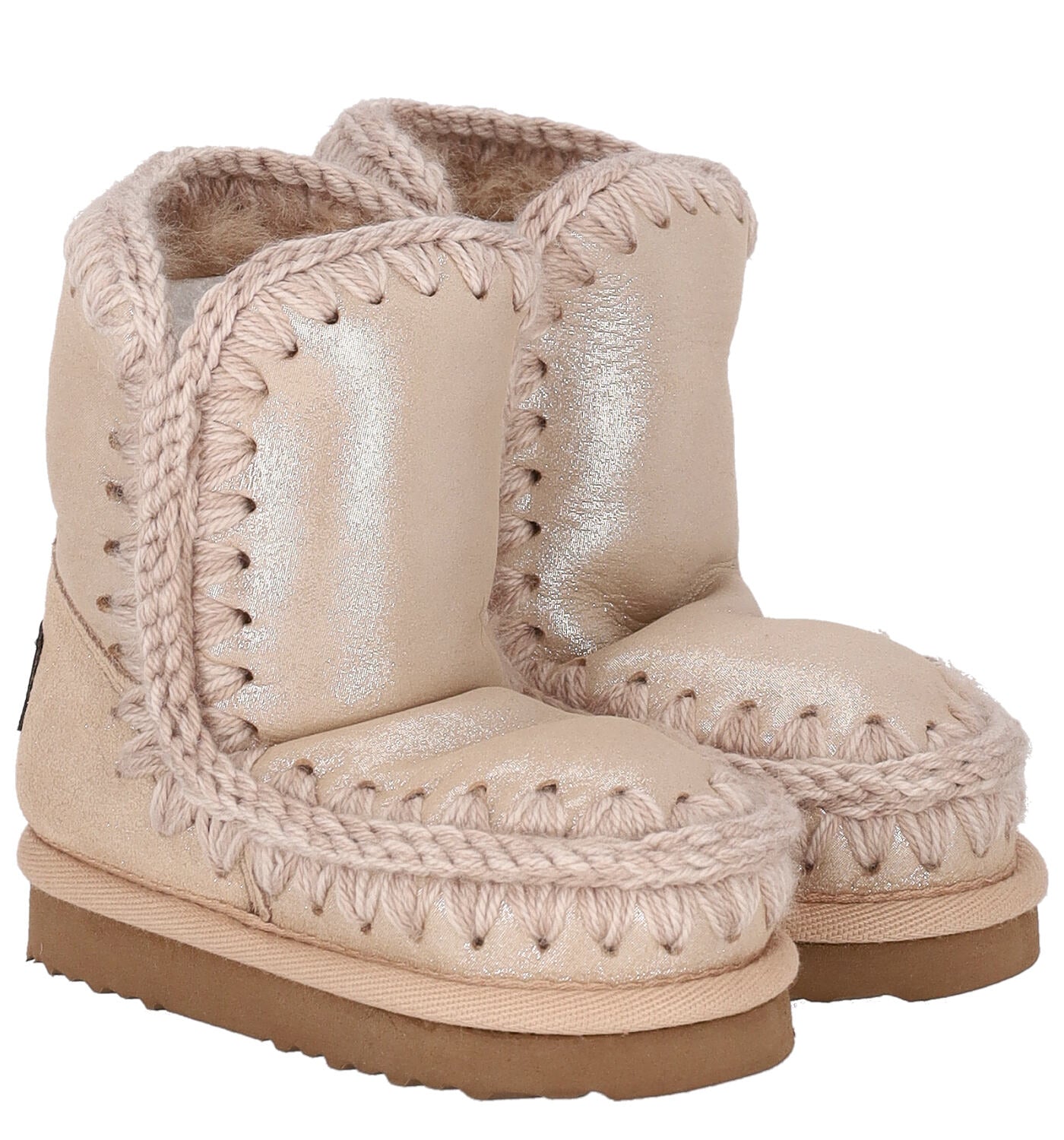 Stivaletto in tessuto microglitter, interno in montone