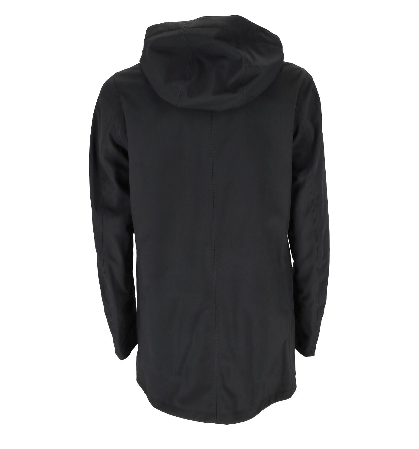 Giacca 3/4 con cappuccio , chiusura con zip .