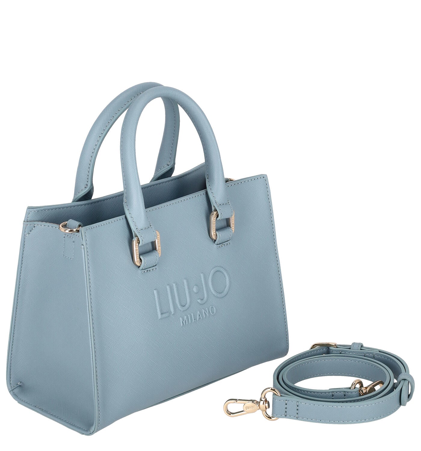 Borsa piccola a bauletto in pelle saffiano con chiusura a zip e tracolla regolabile