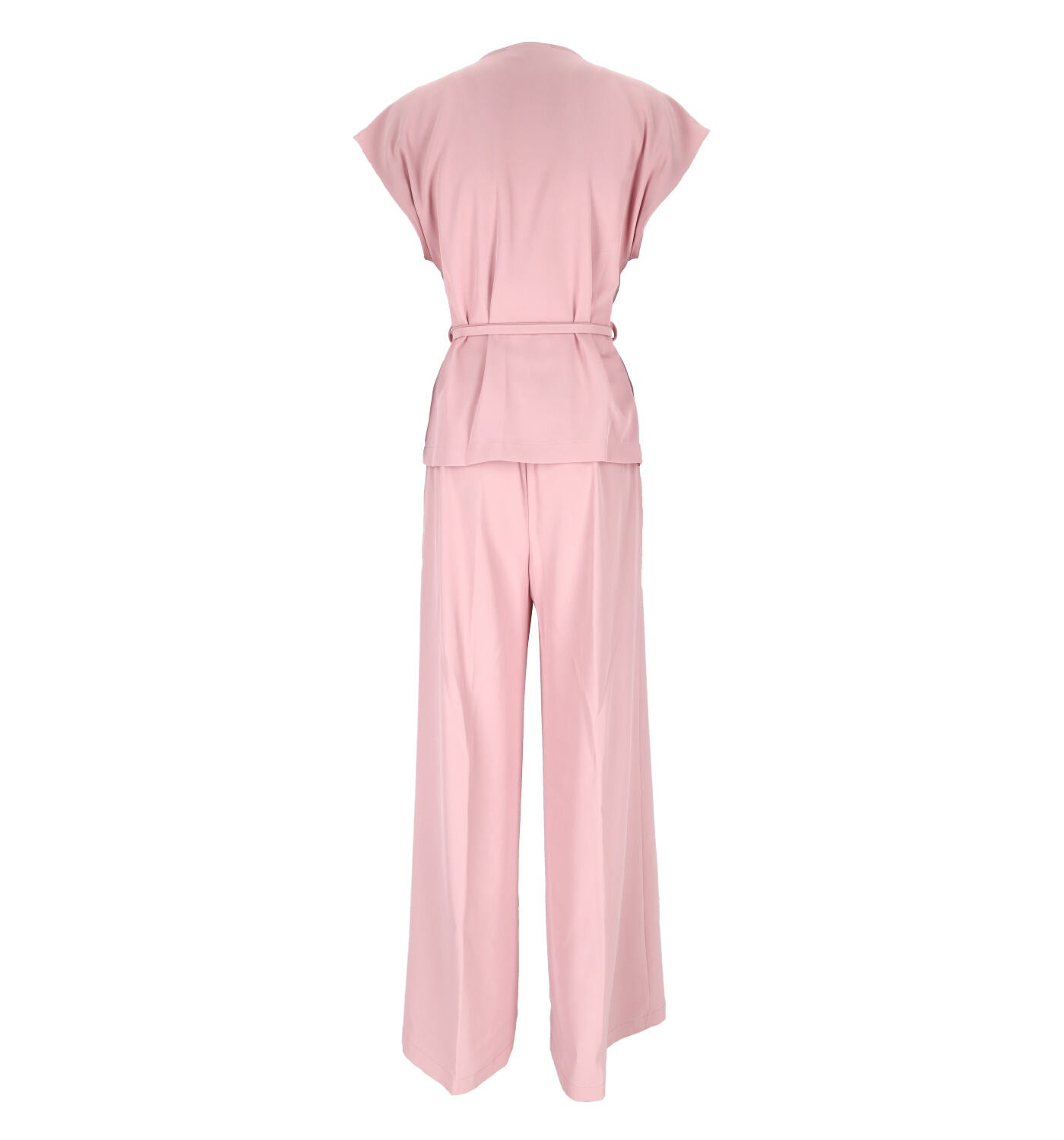 Gilet con pantalone a palazzo con spilla fiore