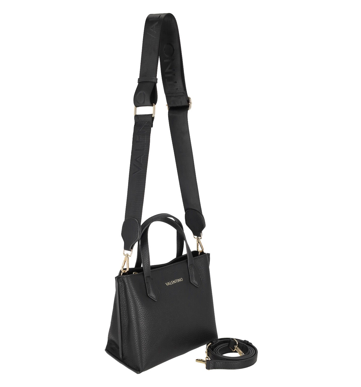 Borsa shopping piccola in pelle martellata con tracolla regolabile