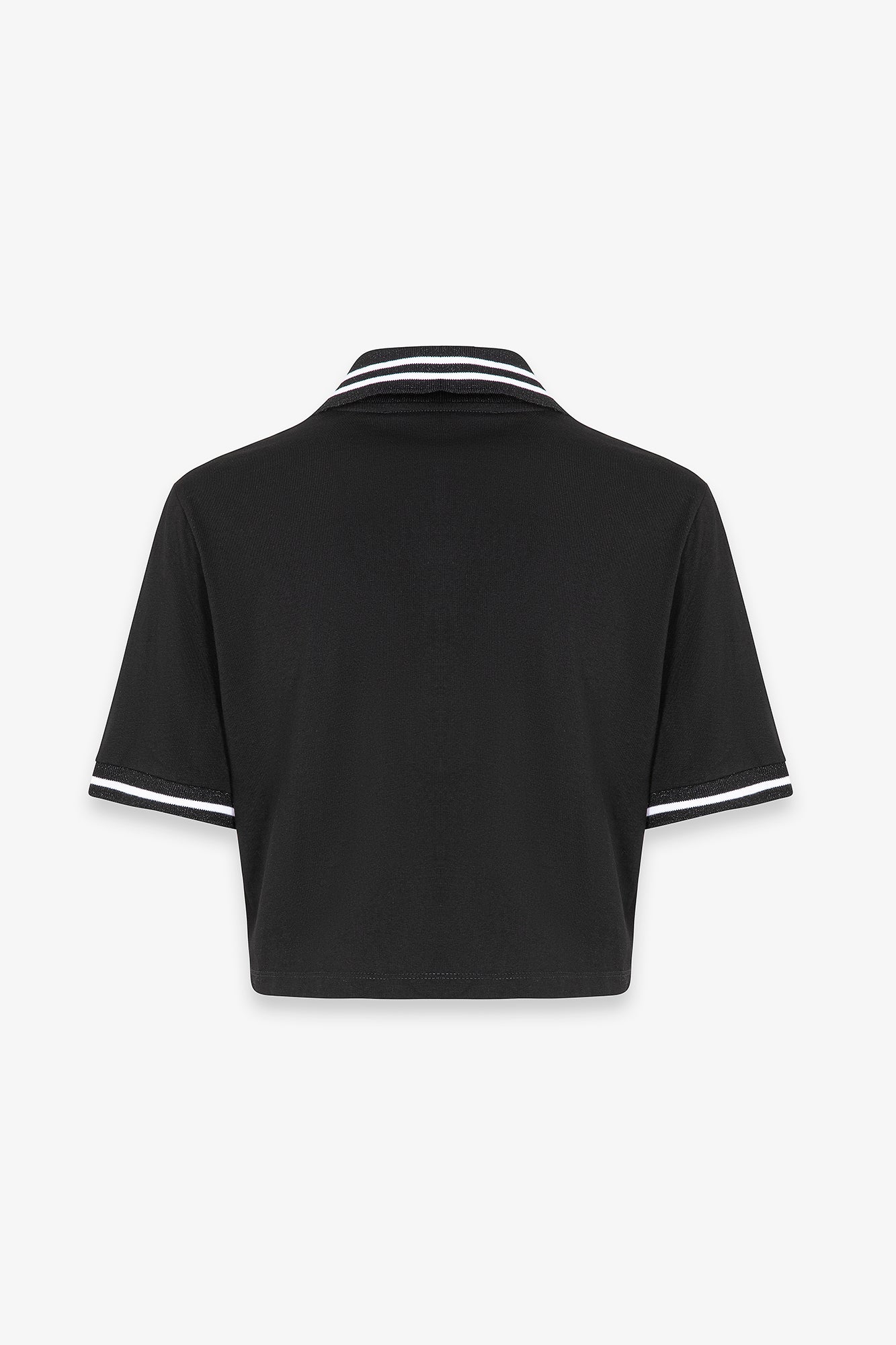 Polo mezza manica crop con colletto a righe