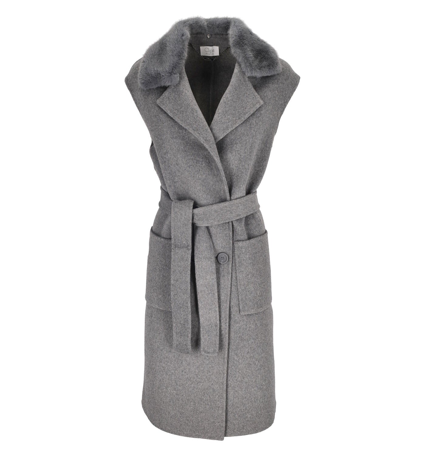 Giacca gilet lungo con cintura in vita