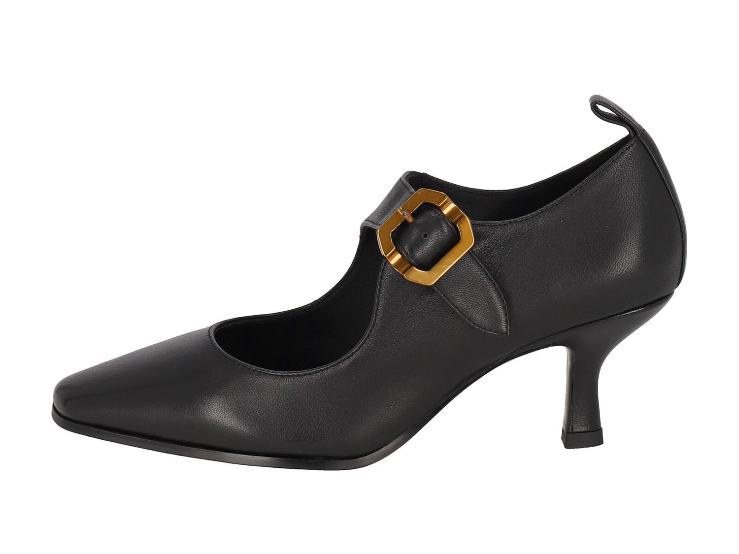 Decollètè in nappa con fibbia rame , tacco altezza 7 cm .