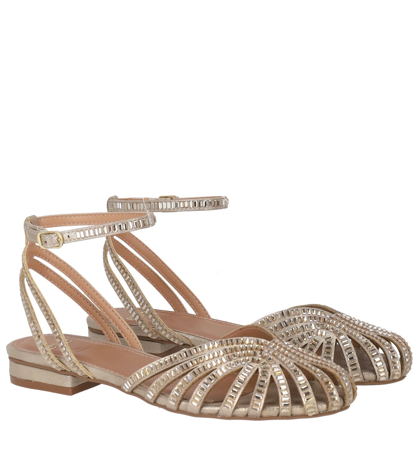 Chanel punta tonda in camoscio baguette strass LOLA