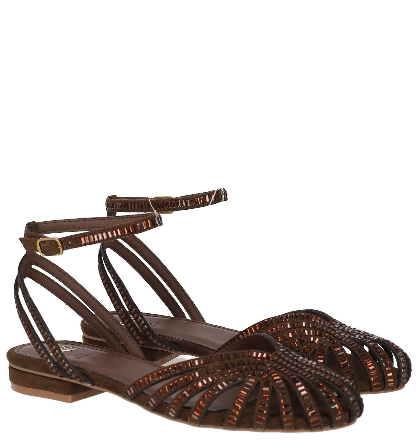 Chanel punta tonda in camoscio baguette strass LOLA