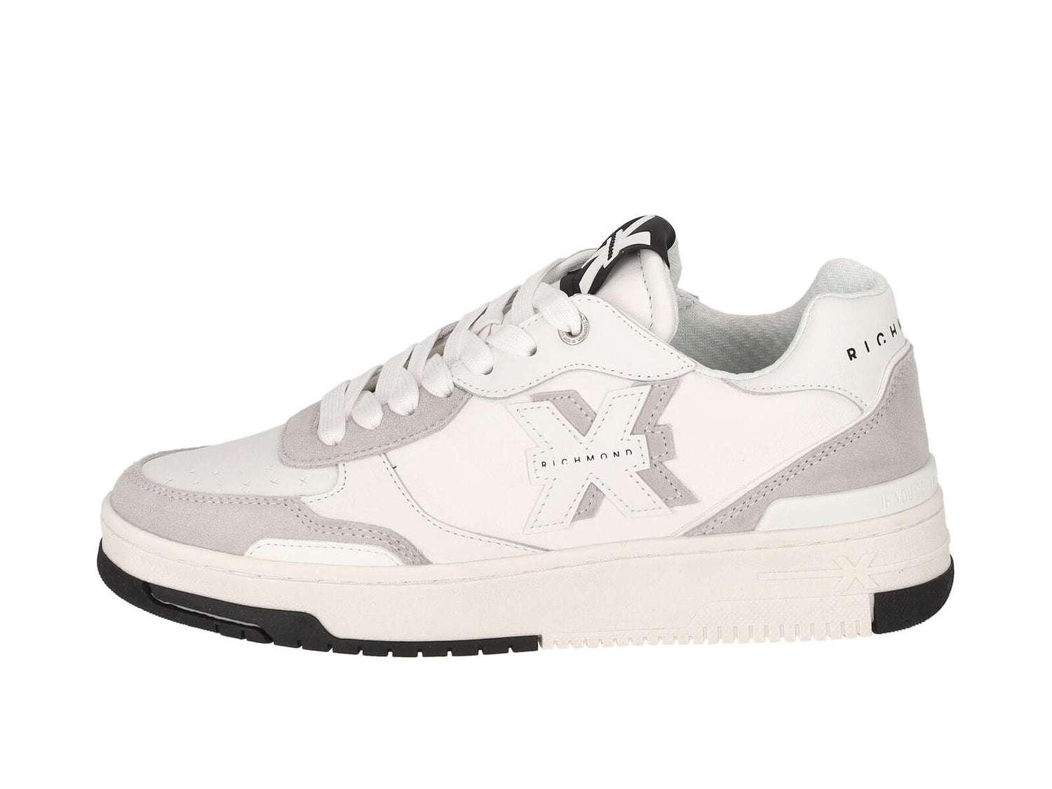 Sneakers in pelle e camoscio con logo cucito, suola in gomma