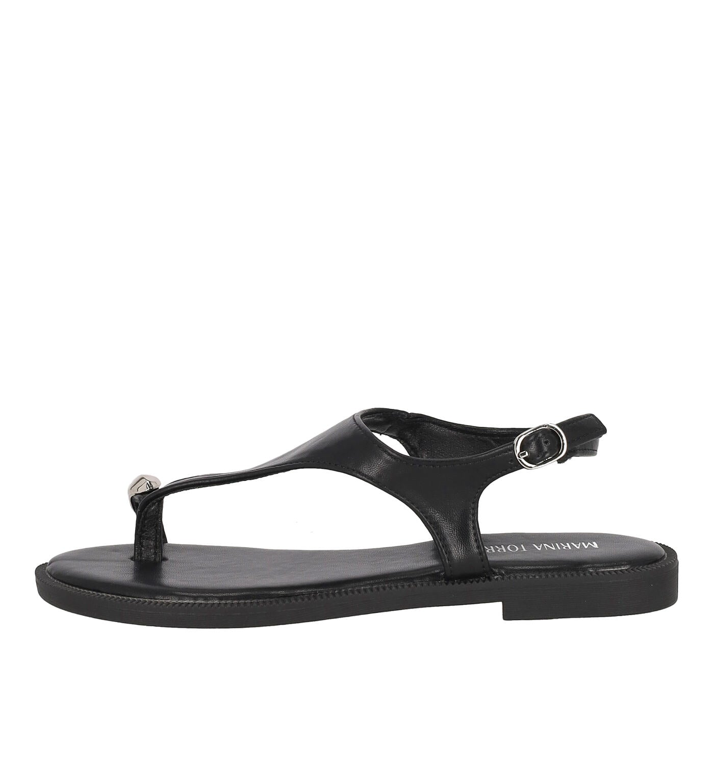 Sandalo infradito accollato con anello, tacco alto 2 cm
