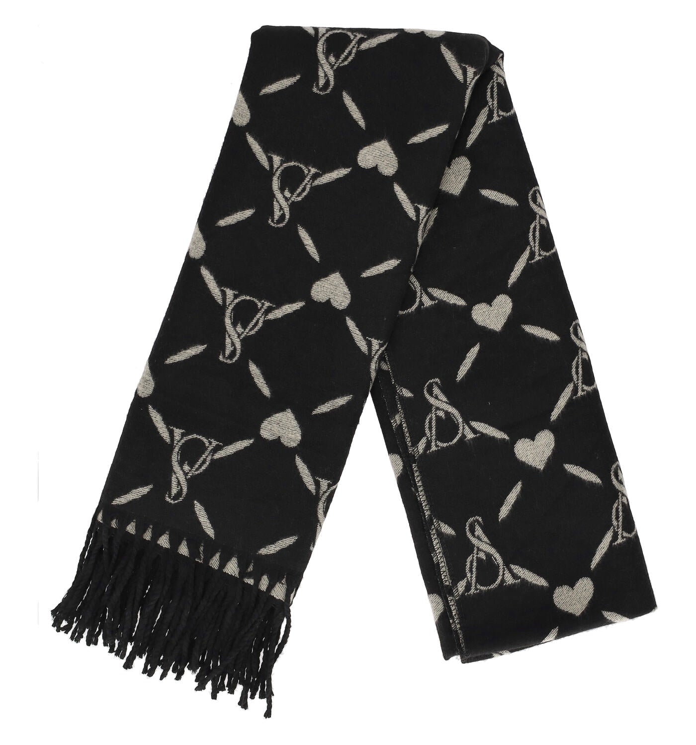 Sciarpa con frange e logo