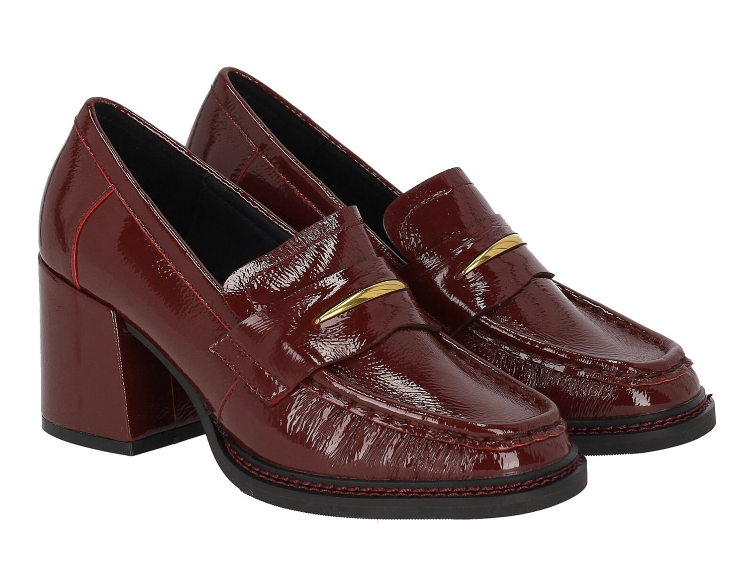 Mocassino in naplak con morsetto e tacco largo , tacco altezza 6 cm