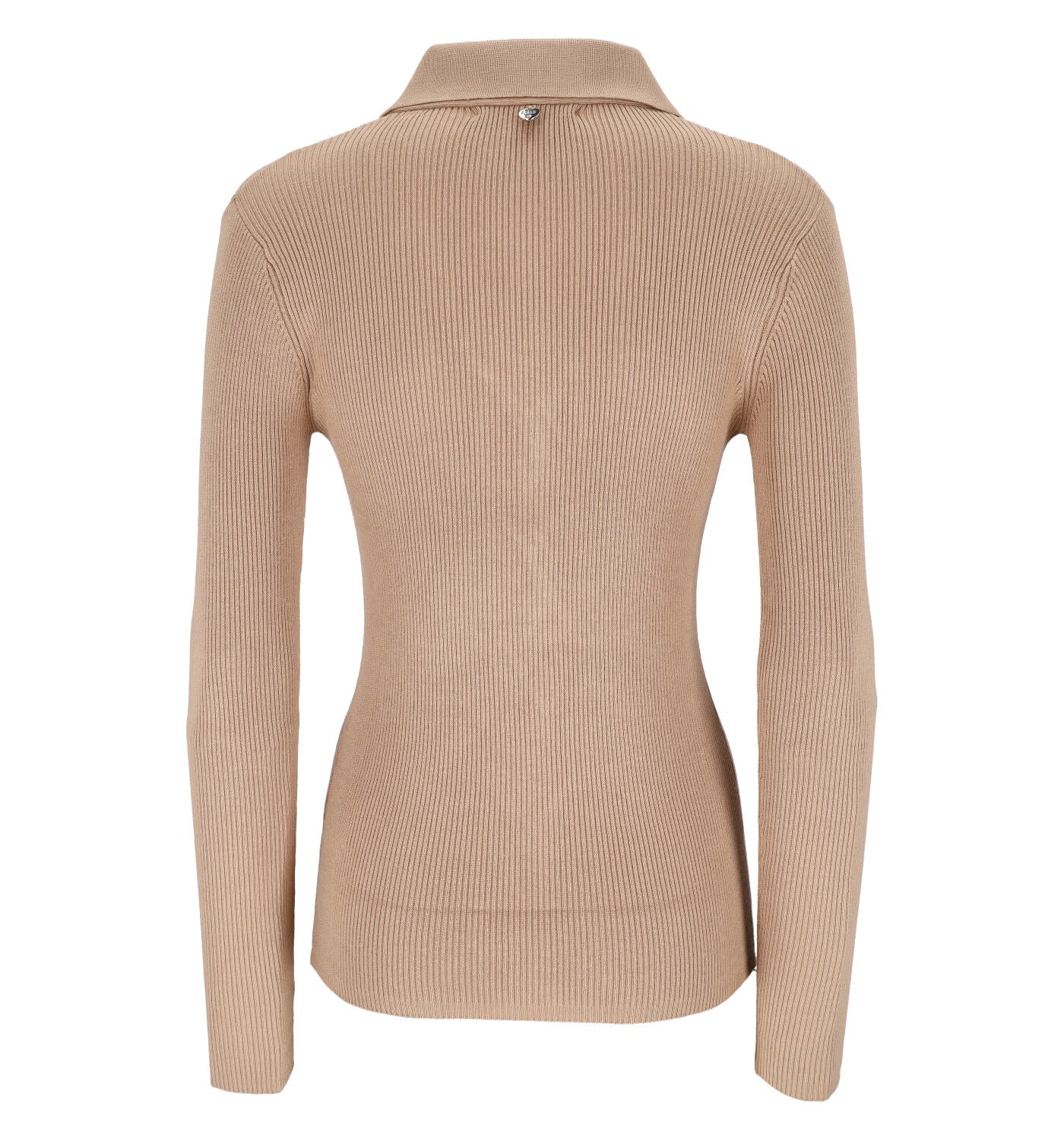 Maglia polo a costine con scollo a v, con intreccio frontale