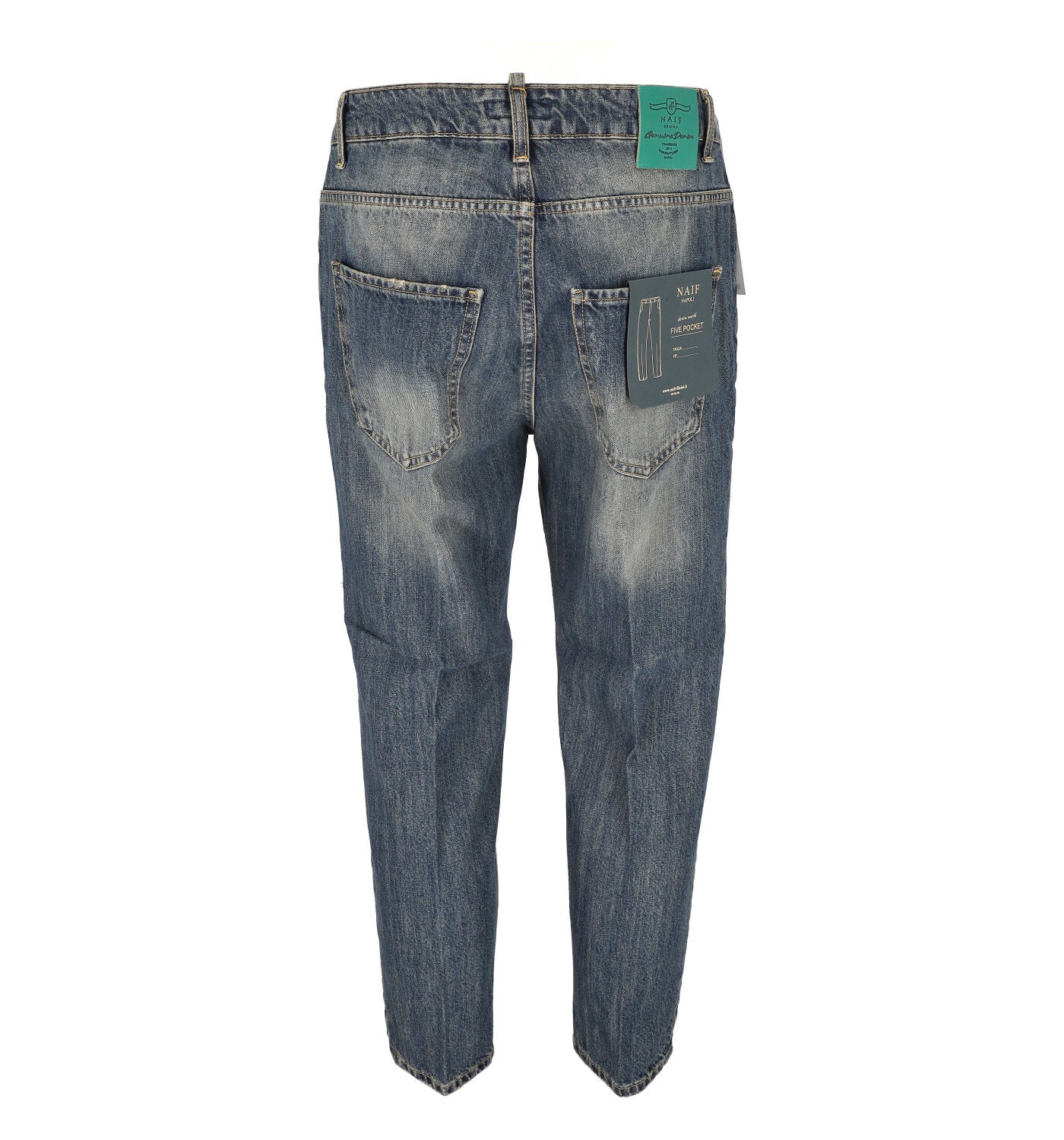 Jeans cinque tasche con rotture sabbiato