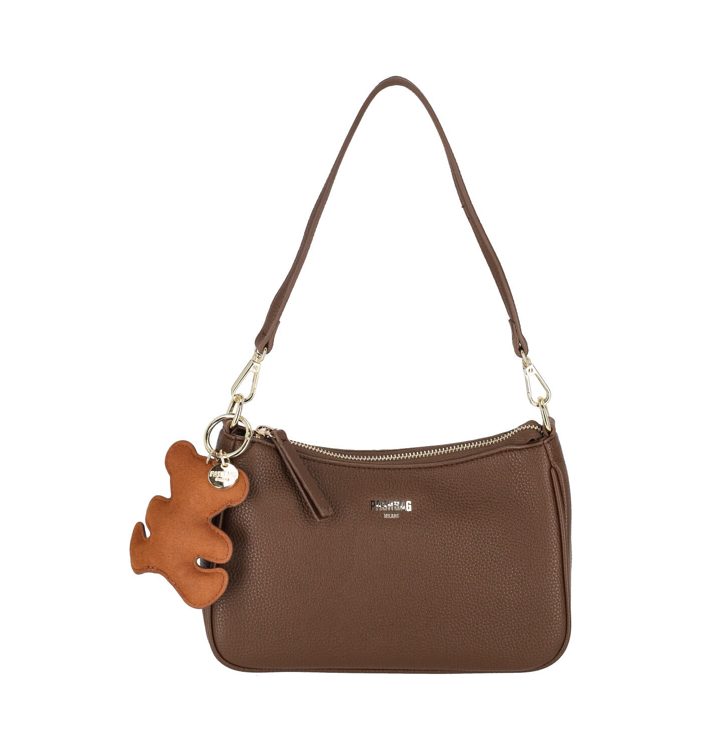 Borsa sottospalla piccola con ciondolo orso e tracolla regolabile