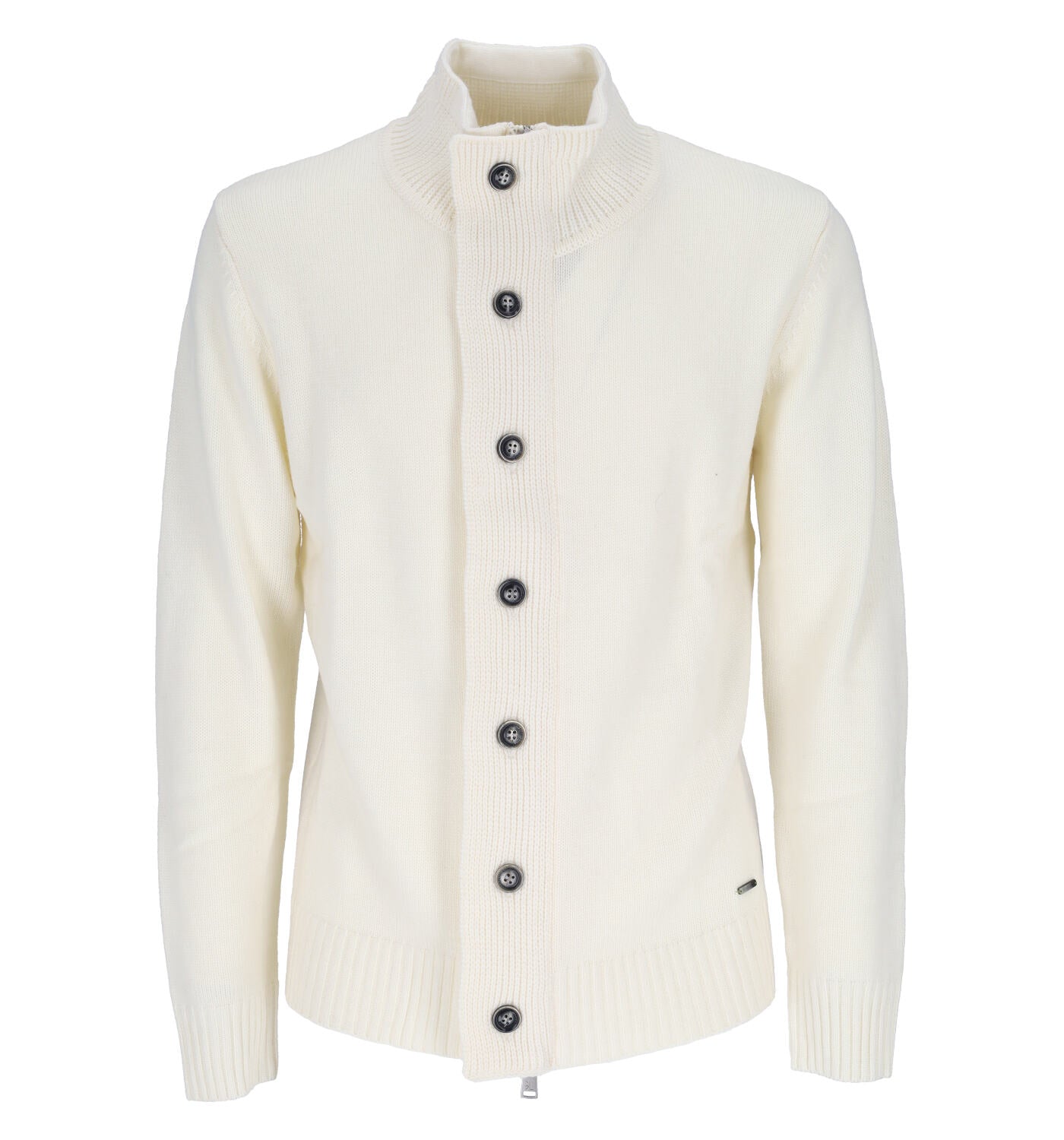 Cardigan collo alto con bottoni e zip