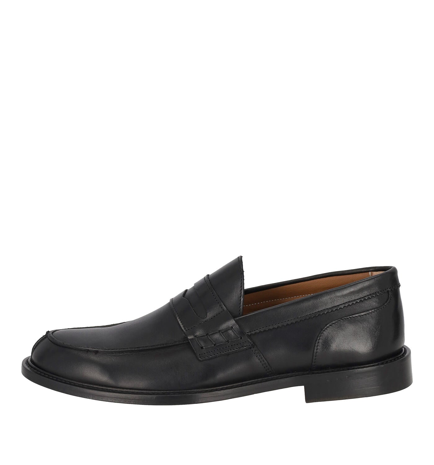 Mocassino in pelle con bendina fondo cuoio