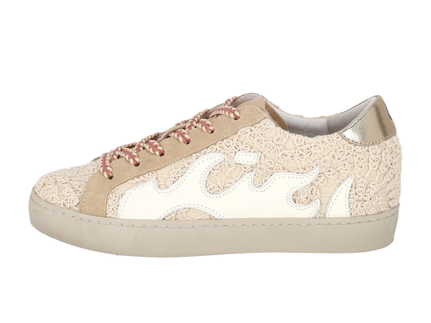 Sneakers in macramè e riporti laminati