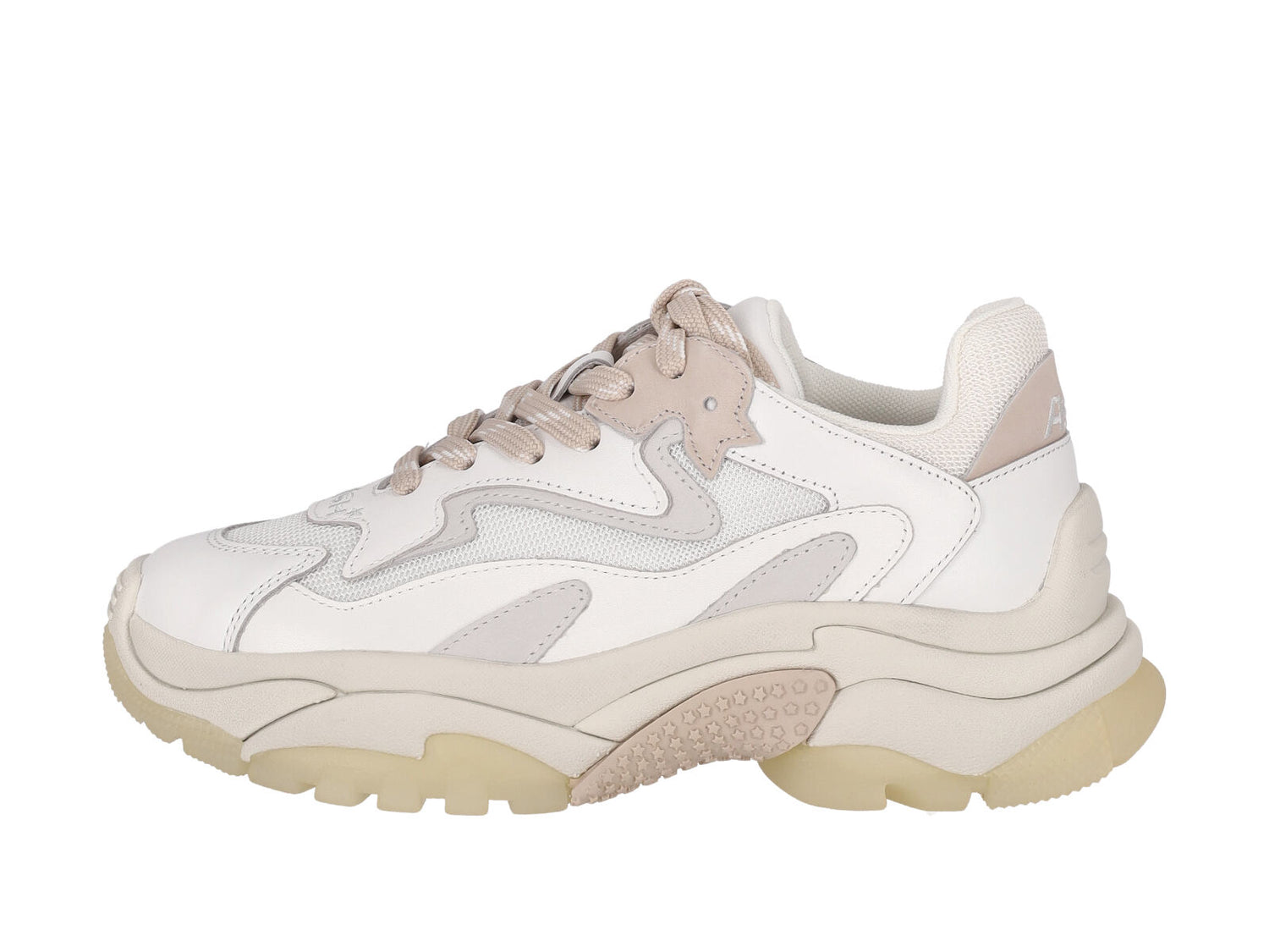 Sneakers con gomma alta pelle e tessuto