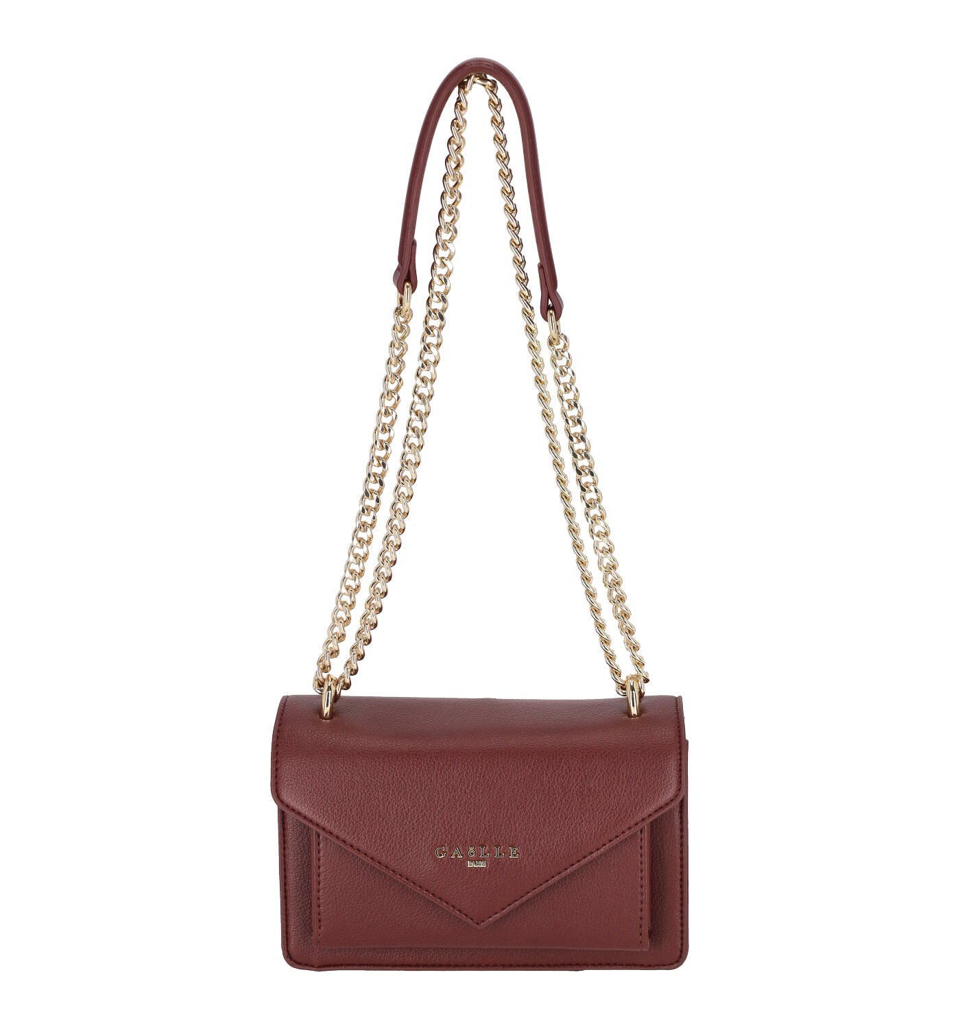 Borsa on doppia catena oro , chiusura con bottone .