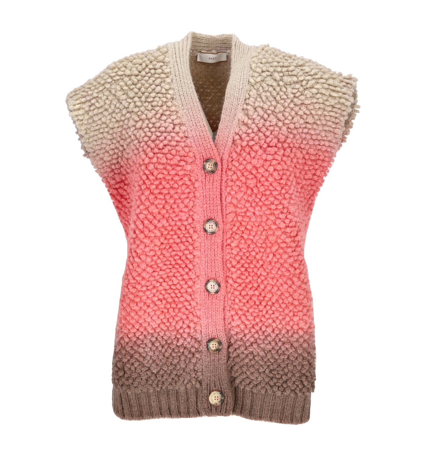 Gilet in lana in fantasia degradè con bottoni
