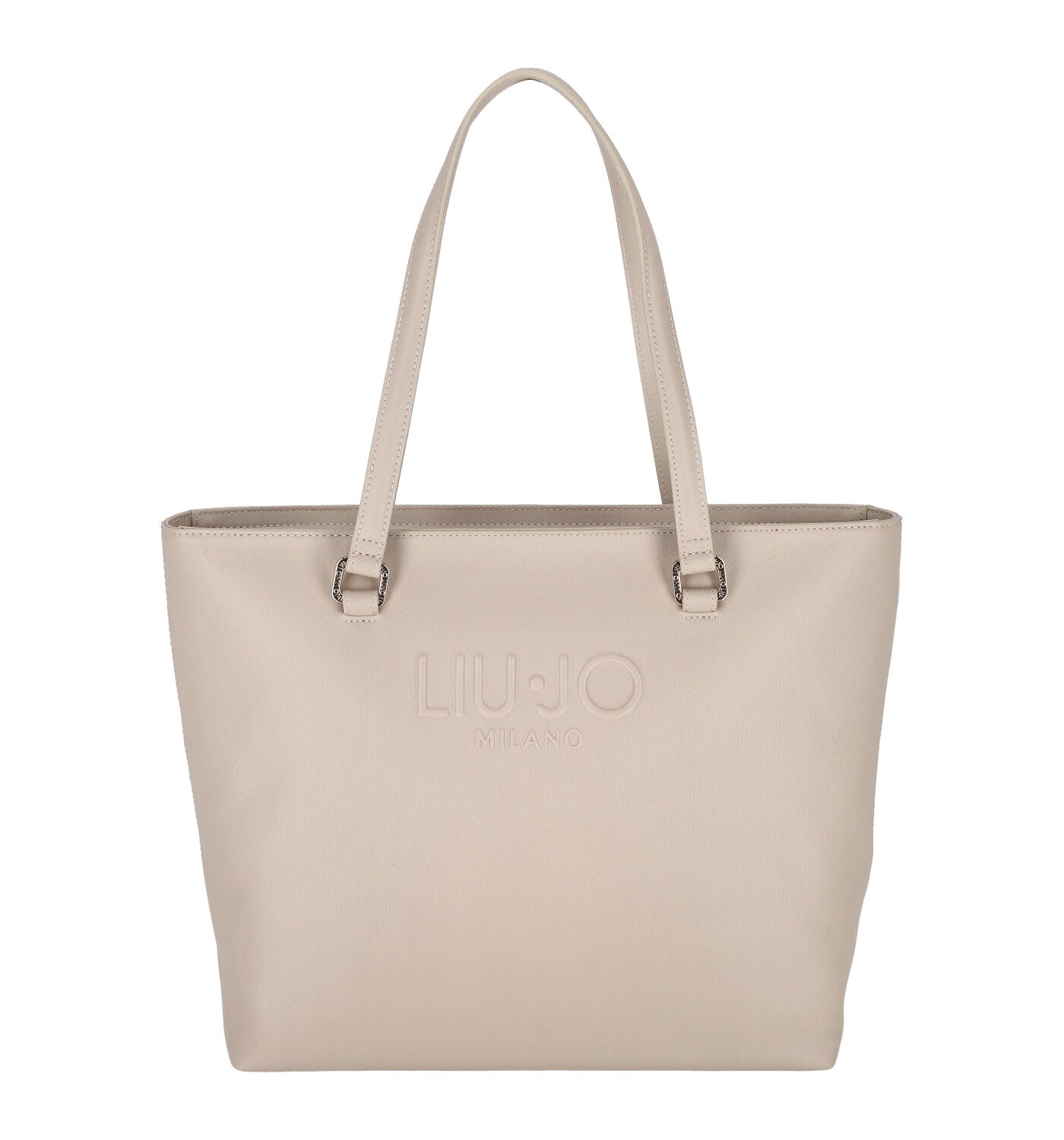 Borsa shopping in pelle saffiano con chiusura a zip
