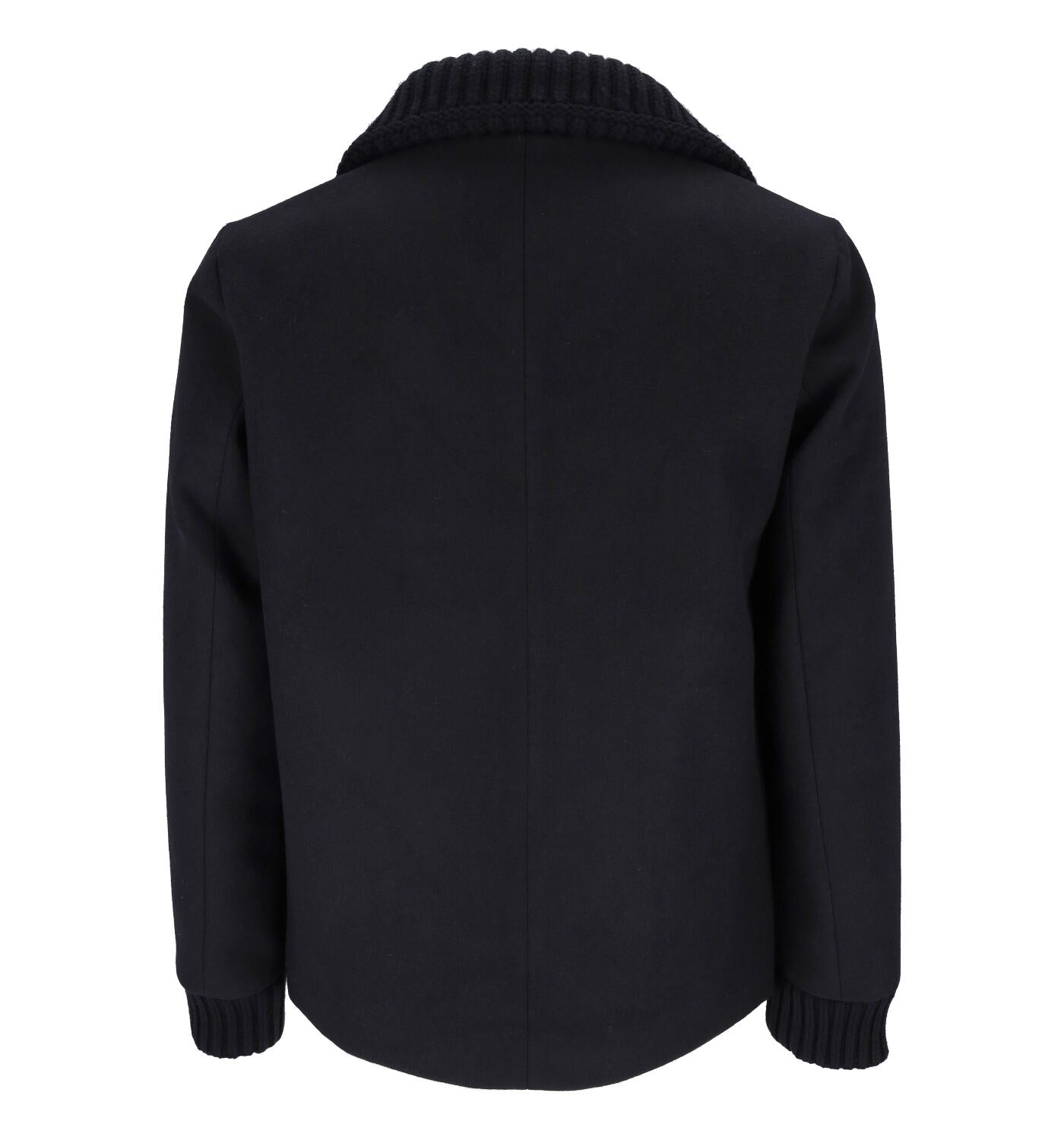 Giacca con collo e polsi in maglia di lana . Chiusura con zip.