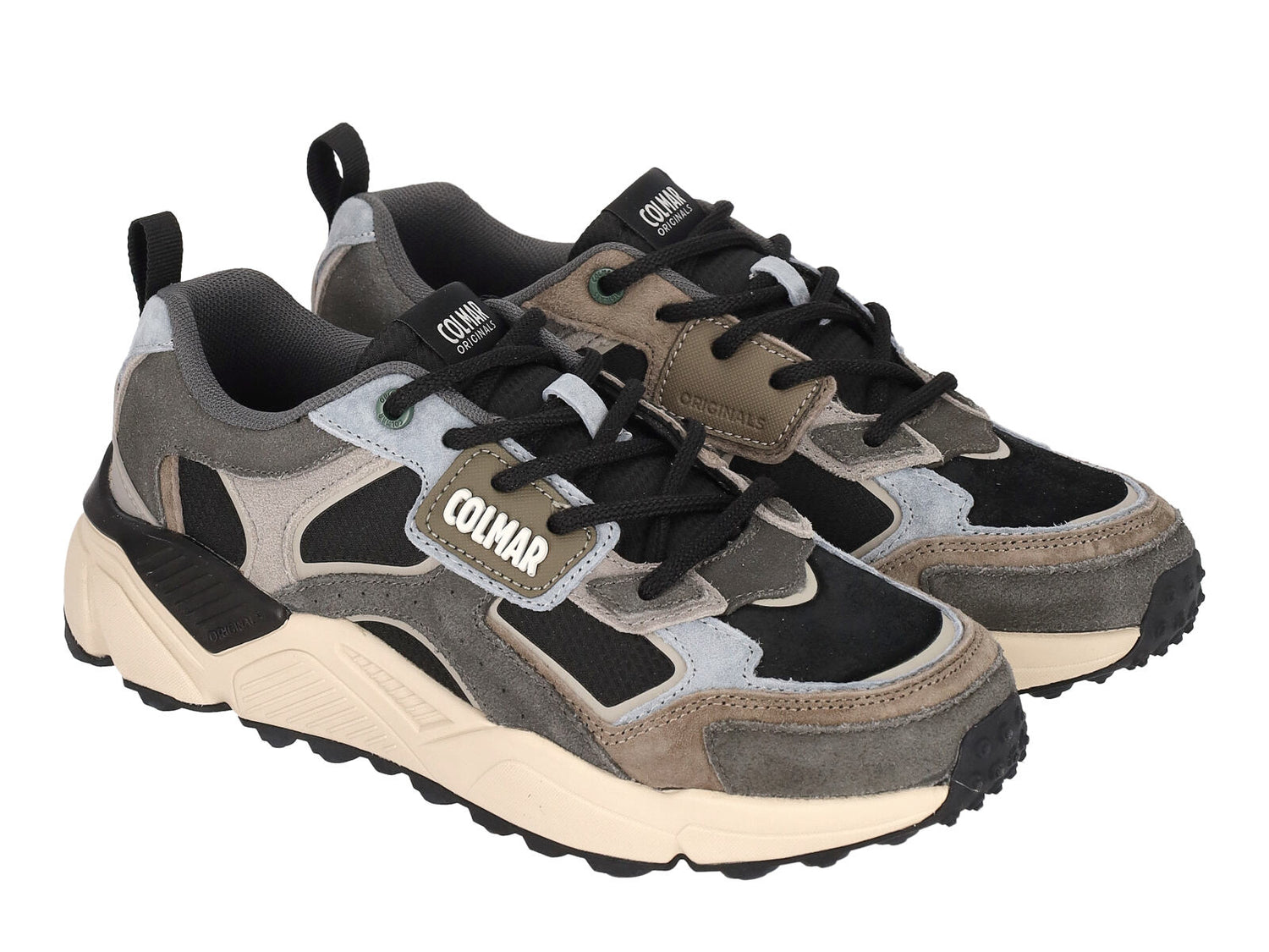 Sneakers in camoscio e tessuto con suola in gomma