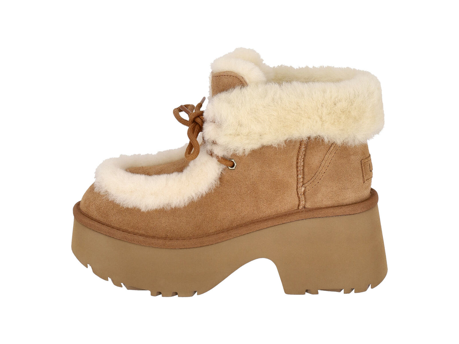 Stivaletto Esmee Lace in camoscio con risvolto pelliccia e lacci , suola in gomma .