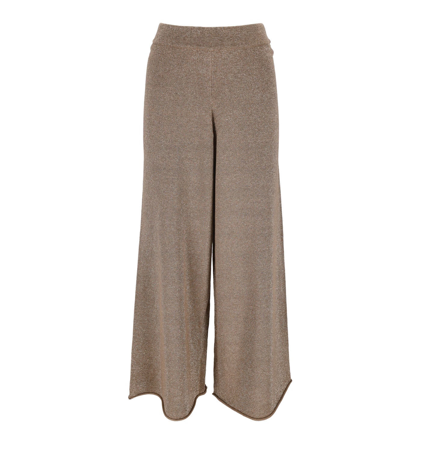 Pantalone a palazzo in tessuto lurex oro
