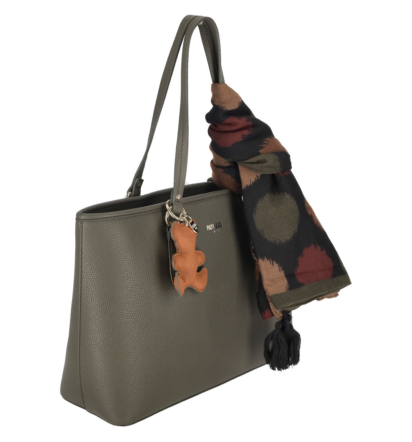 Borsa shopping con ciondolo orso