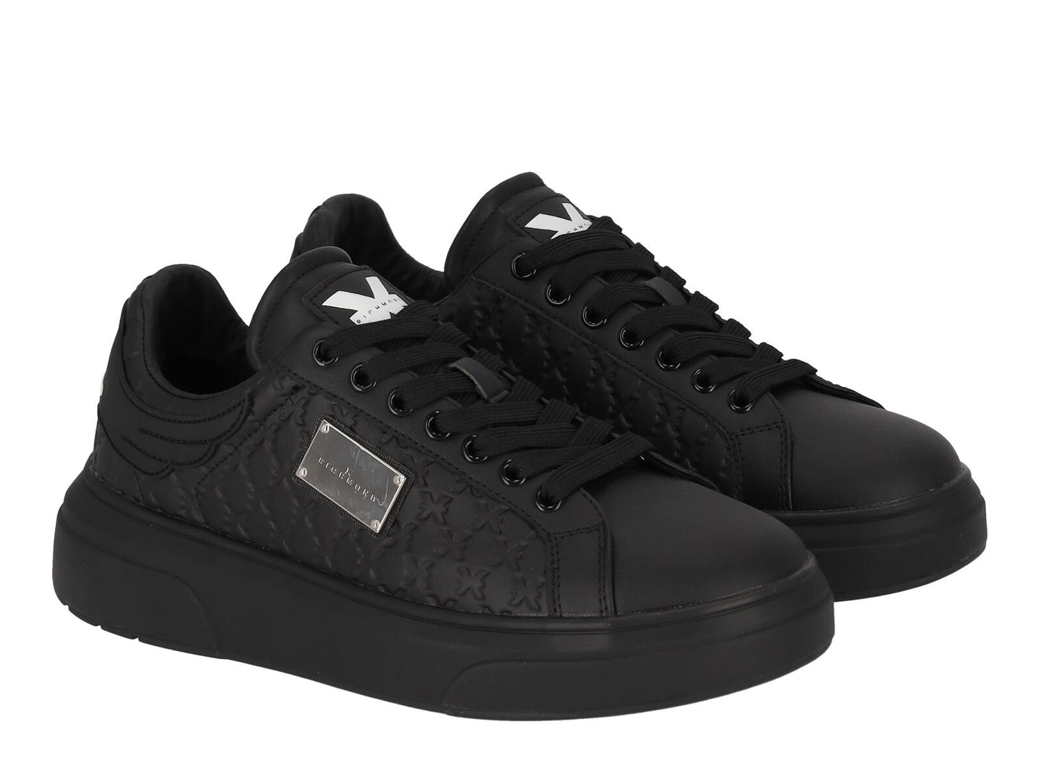 Sneakers in pelle logata con logo , riporto gommato e suola in gomma.