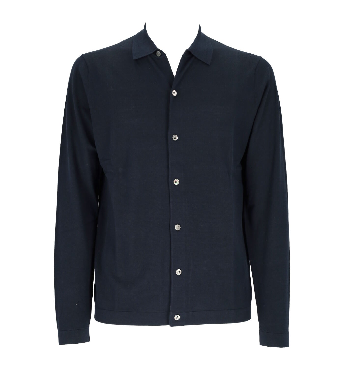 Maglia camicia in filo con bottoni manica lunga