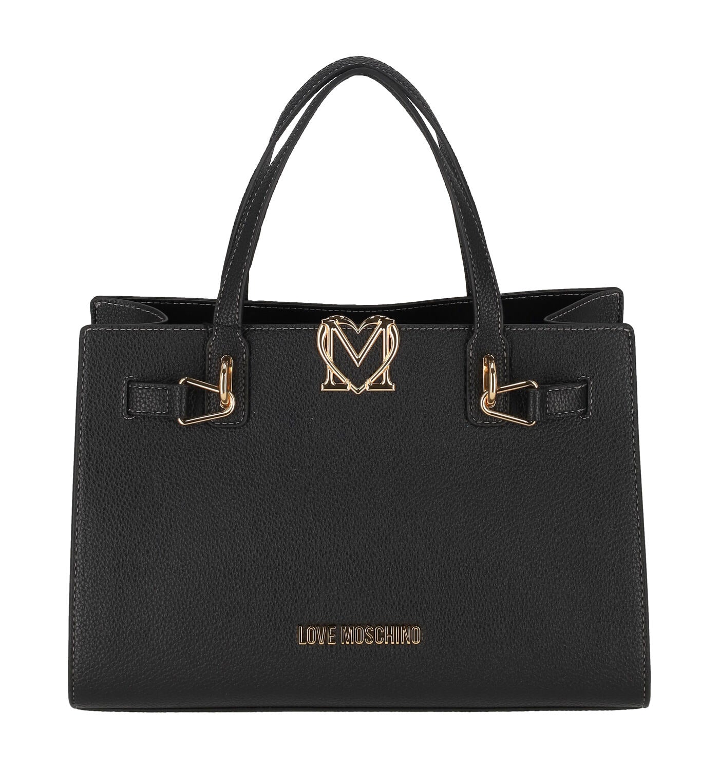 Borsa shopping bottalata media con chiusura a zip dettaglio oro e tracolla regolabile
